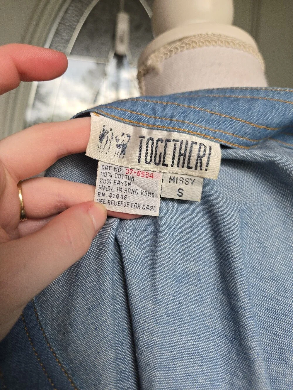 Together! Denim Patchwork Blouse - Picture 7 of 8